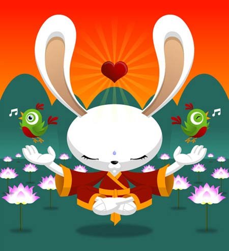 symbol of love rabbit mascot illustration
