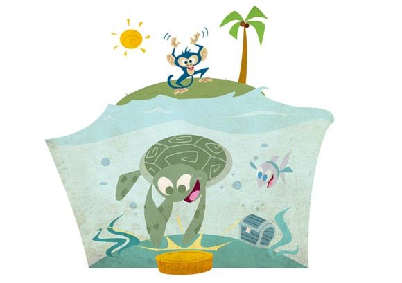monkey illustration3 turtle helps the monkey