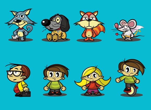 cute 8 mascot animal and human mascot