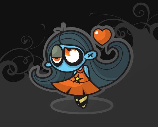 dark cute girl dark cute gal mascot
