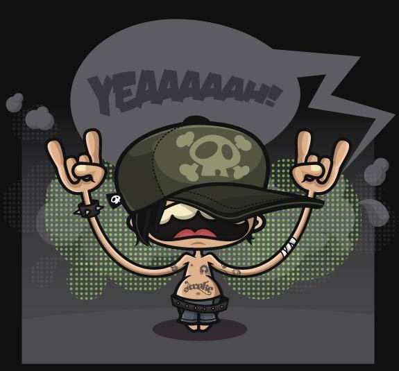 he rock mascot with rockband style