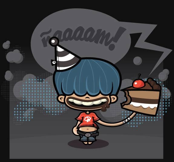 birthday boy choc cake mascot