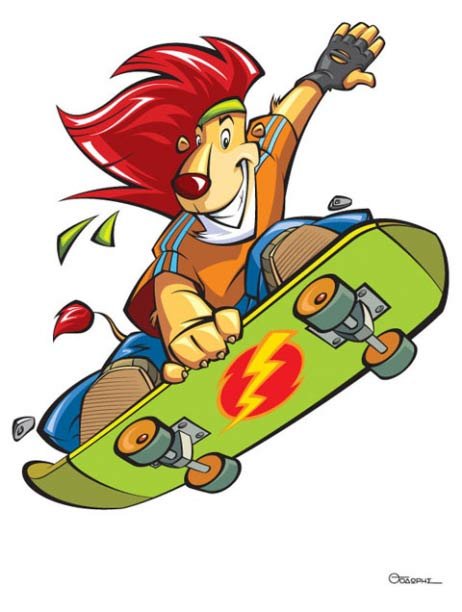 lion skating lion mascot