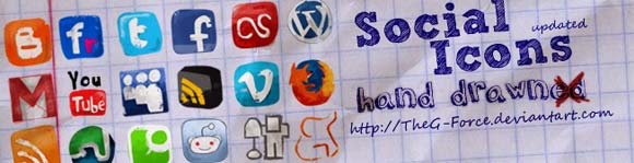 social icon hand drawned icons