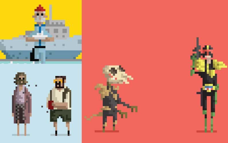 Super Heroes 8 bit Comic Pixel Art Motion Graphics Gif 